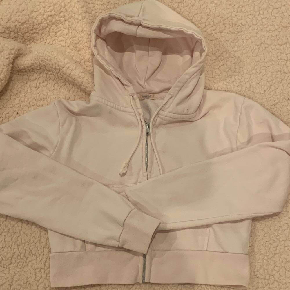 super light pink brandy melville crystal hoodie